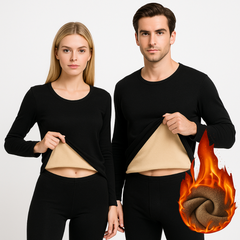 Conjunto Segunda Pele Térmica Flanelado Frio Intenso Preto Proteção Uv+50 Masculino Feminino Unissex