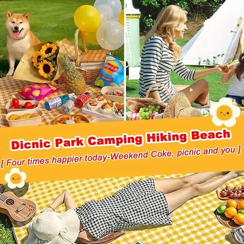 Tapete Piquenique Portátil Dobrável 200X200cm Impermeavel À Prova De Umidade Prático Fácil Transporte Para Praia Camping