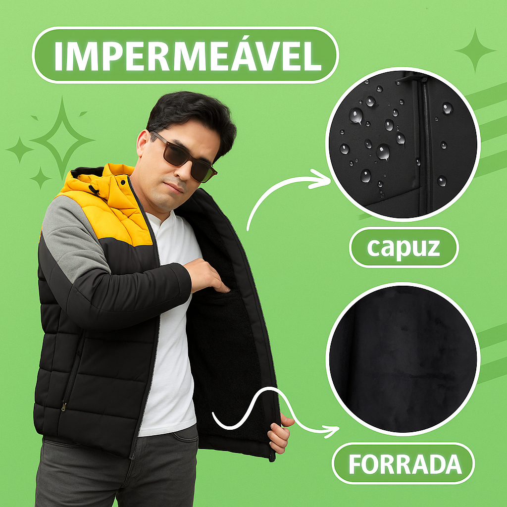 Jaqueta Bobojaco Casaco Forrada Frio Peluciada PUFFER Outono Neve Frio Impermeável Intenso Com Punho Gominho Que