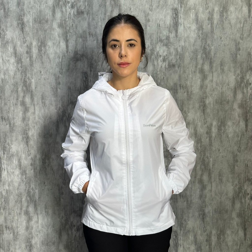 Jaqueta Forrada Corta Vento Feminina Capuz Impermeável Casaco Otriginal Academia Bordbless