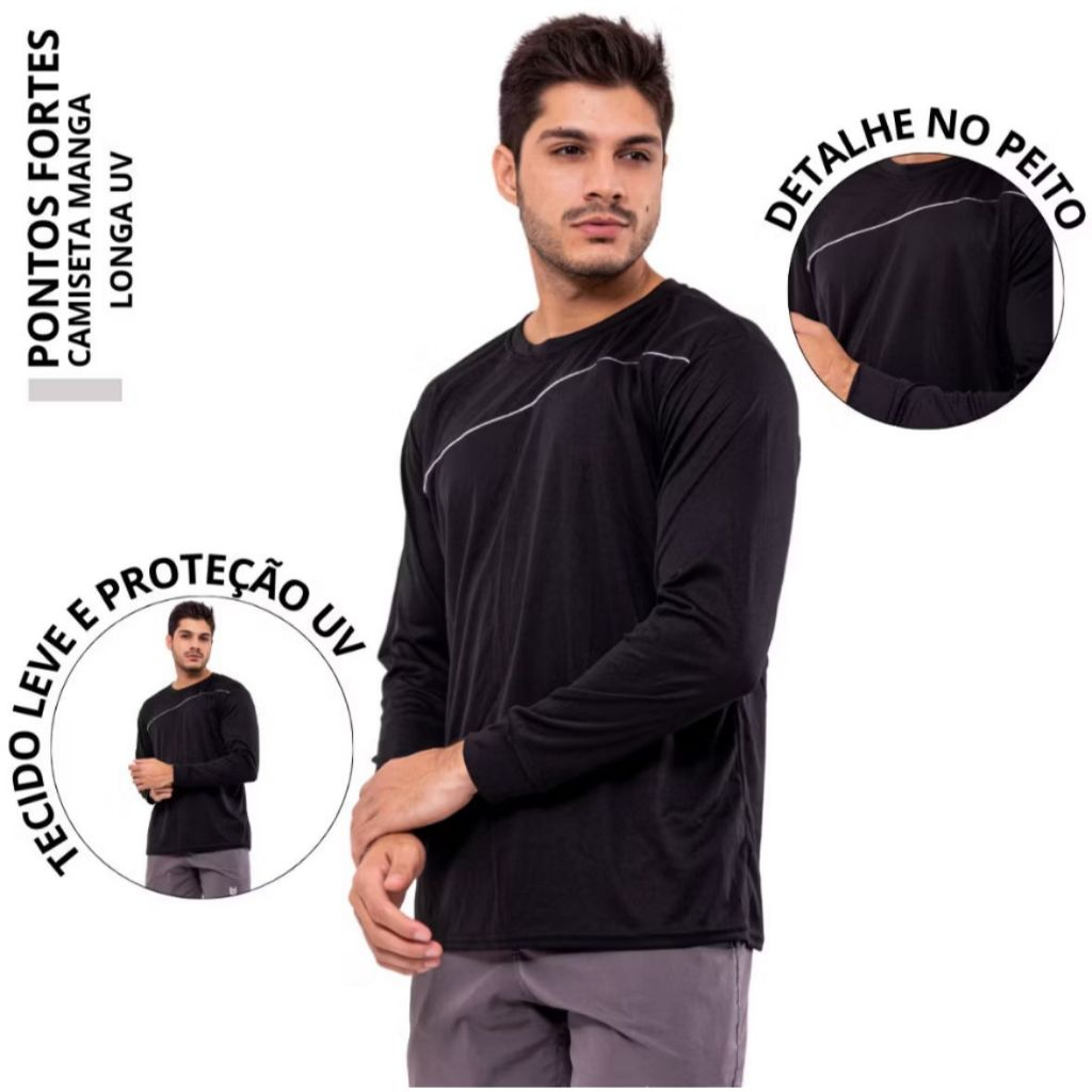 Camiseta Masculina Manga Longa Academia DryFit Slim