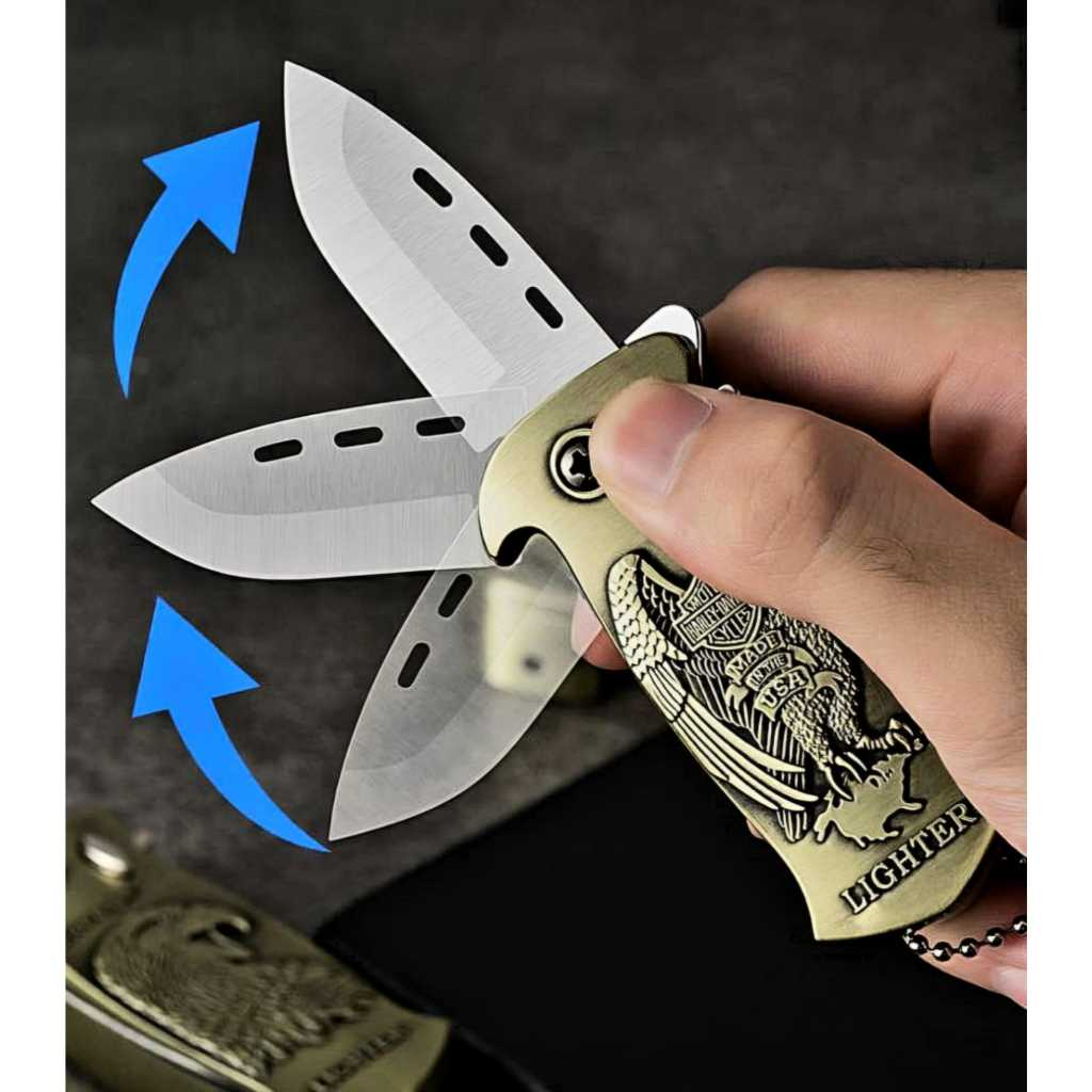 Acendedor Multifuncional à Prova de Vento com Abridor de Garrafas Canivete Camping Dobrável(sem gas)