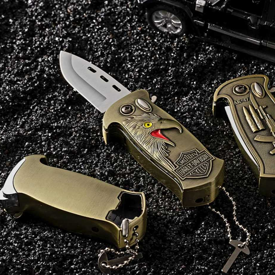 Acendedor Multifuncional à Prova de Vento com Abridor de Garrafas Canivete Camping Dobrável(sem gas)