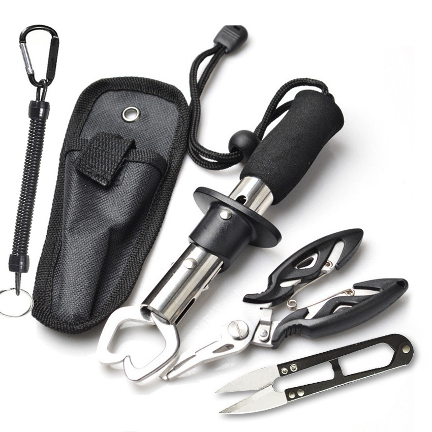 Alicate de pesca conjunto de 5 peças, clipe de peixe, alicate de pesca multifuncional de 5 peças