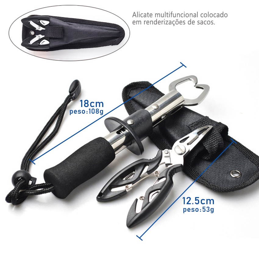 Alicate de pesca conjunto de 5 peças, clipe de peixe, alicate de pesca multifuncional de 5 peças