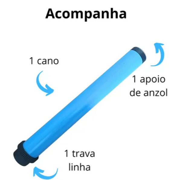 Porta Anzol de Pesca 50cm Modelo Cano – Para até 50 Anzóis – Cor Azul – Chumbada Oficial