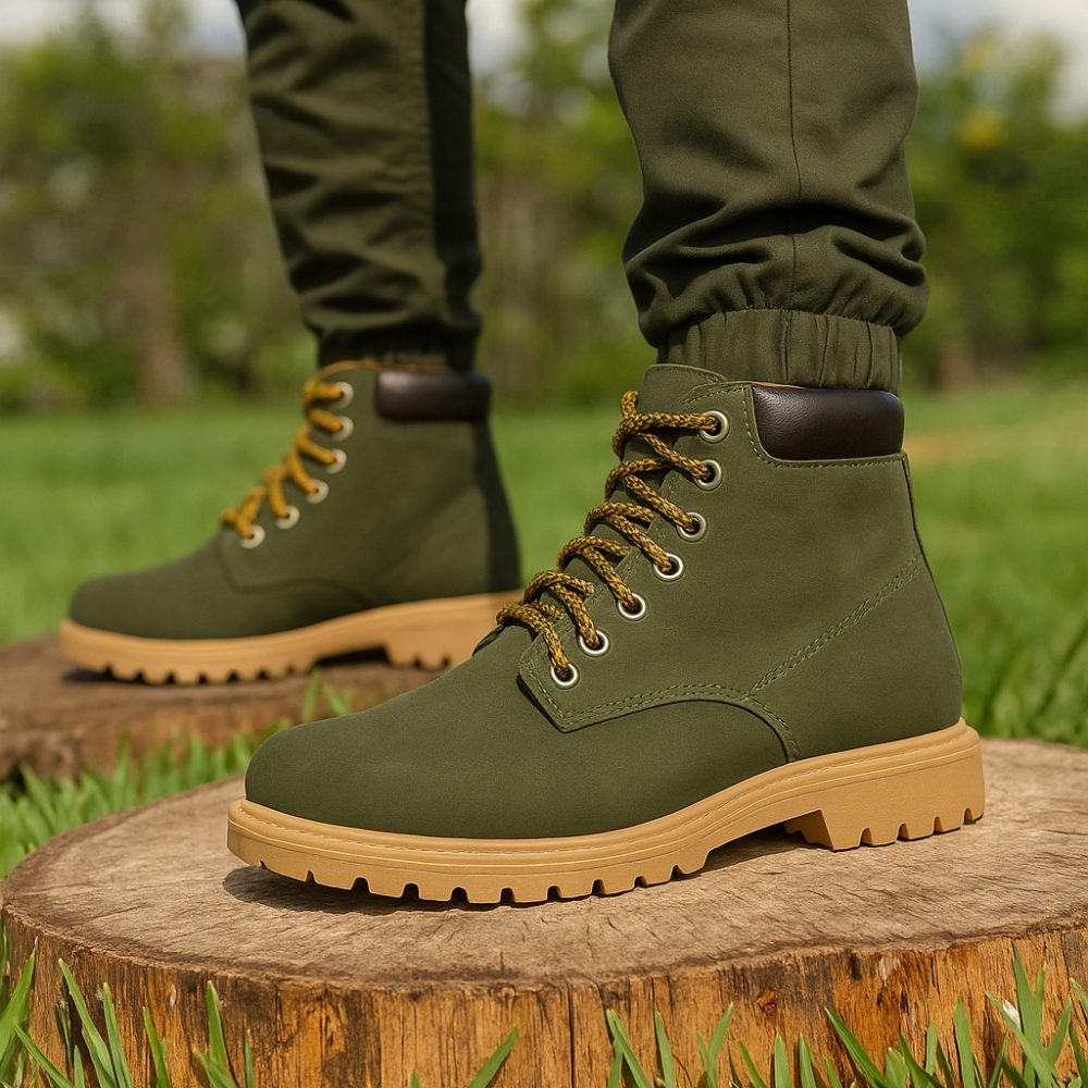 Bota Coturno Masculino com Cadarço Solado Borracha Anti Derrapante Couro Ecológico + Brinde Carteira Preta Básica