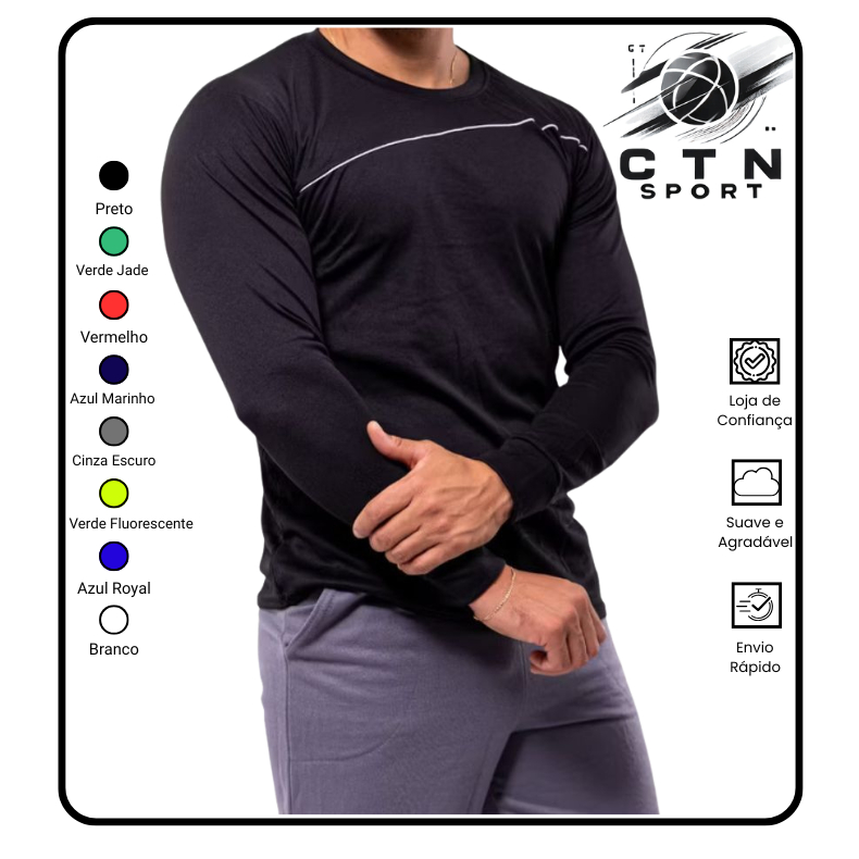 Camiseta Masculina Manga Longa Academia DryFit Slim