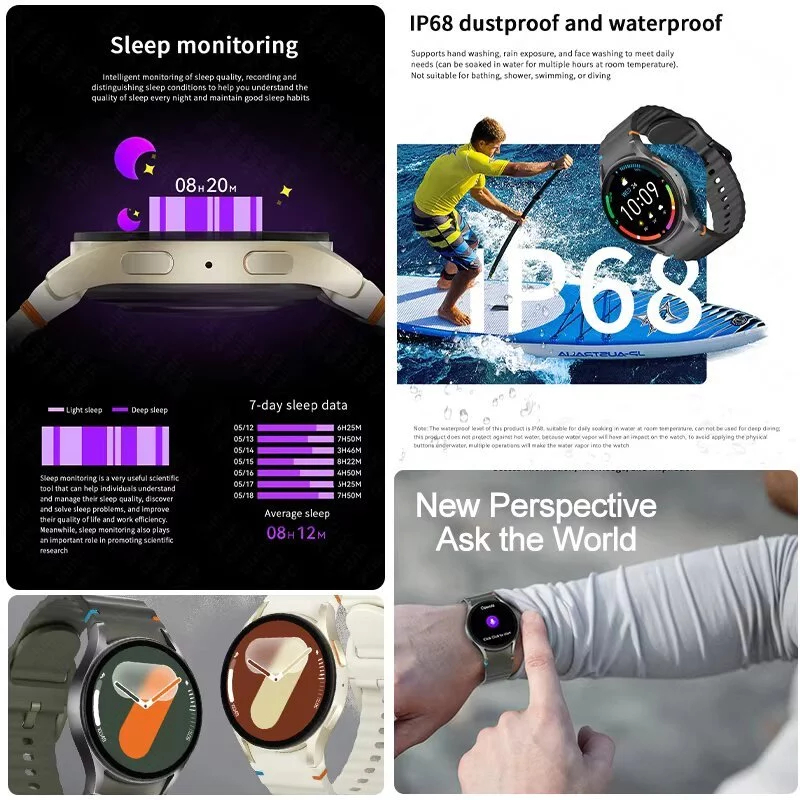 Novo F8 SmartWatch: Chamada Bluetooth, À Prova de Água, Compatível Android e iOS, Design Redondo