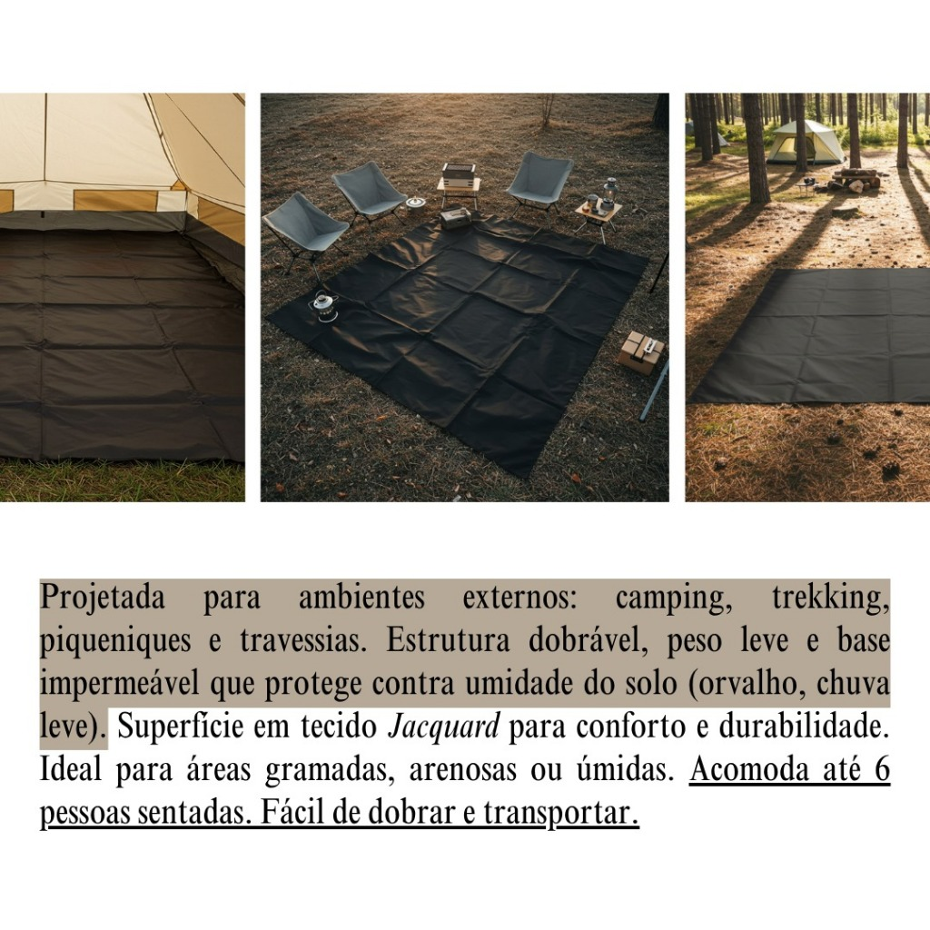 Manta de Camping Base Impermeável para 6 pessoas XL Confort - Vila Flor