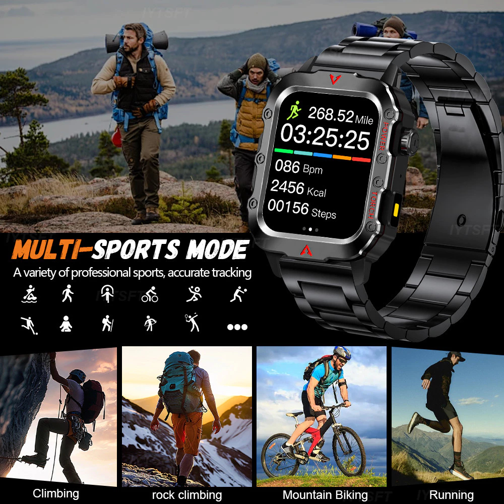 Smartwatch Esportivo LAXASFIT Tela1.71 Oxigênio no Sangue Bluetooth Relógio Multi Esporte Lanterna