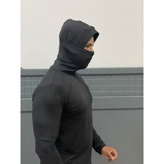 Camisa Térmica Masculina Manga Longa Com Capuz e Balaclava Touca Ninja Proteção Solar e Frio