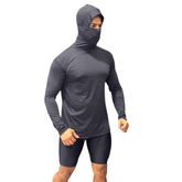 Camisa Térmica Masculina Manga Longa Com Capuz e Balaclava Touca Ninja Proteção Solar e Frio