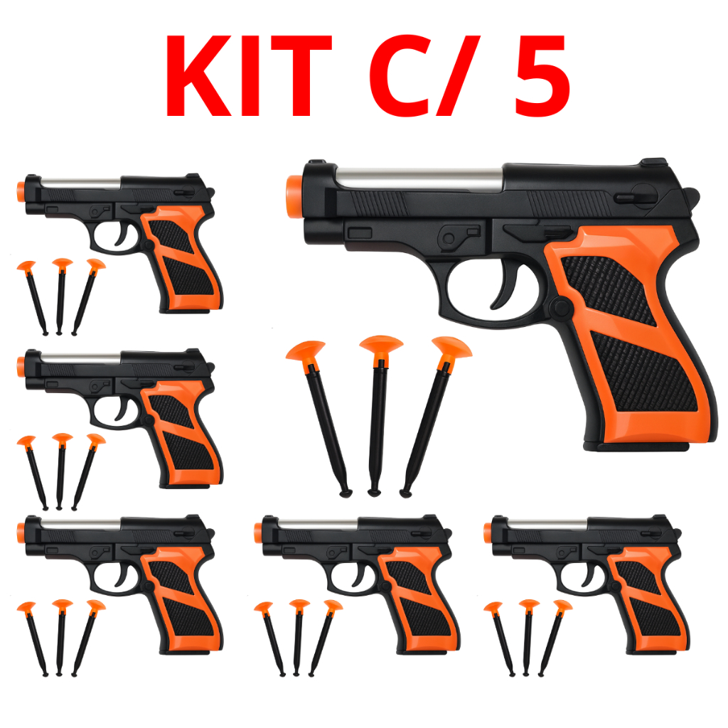 KIT C/ 5 Arminha de Brinquedo Lança Dardos Colantes Criança Menino