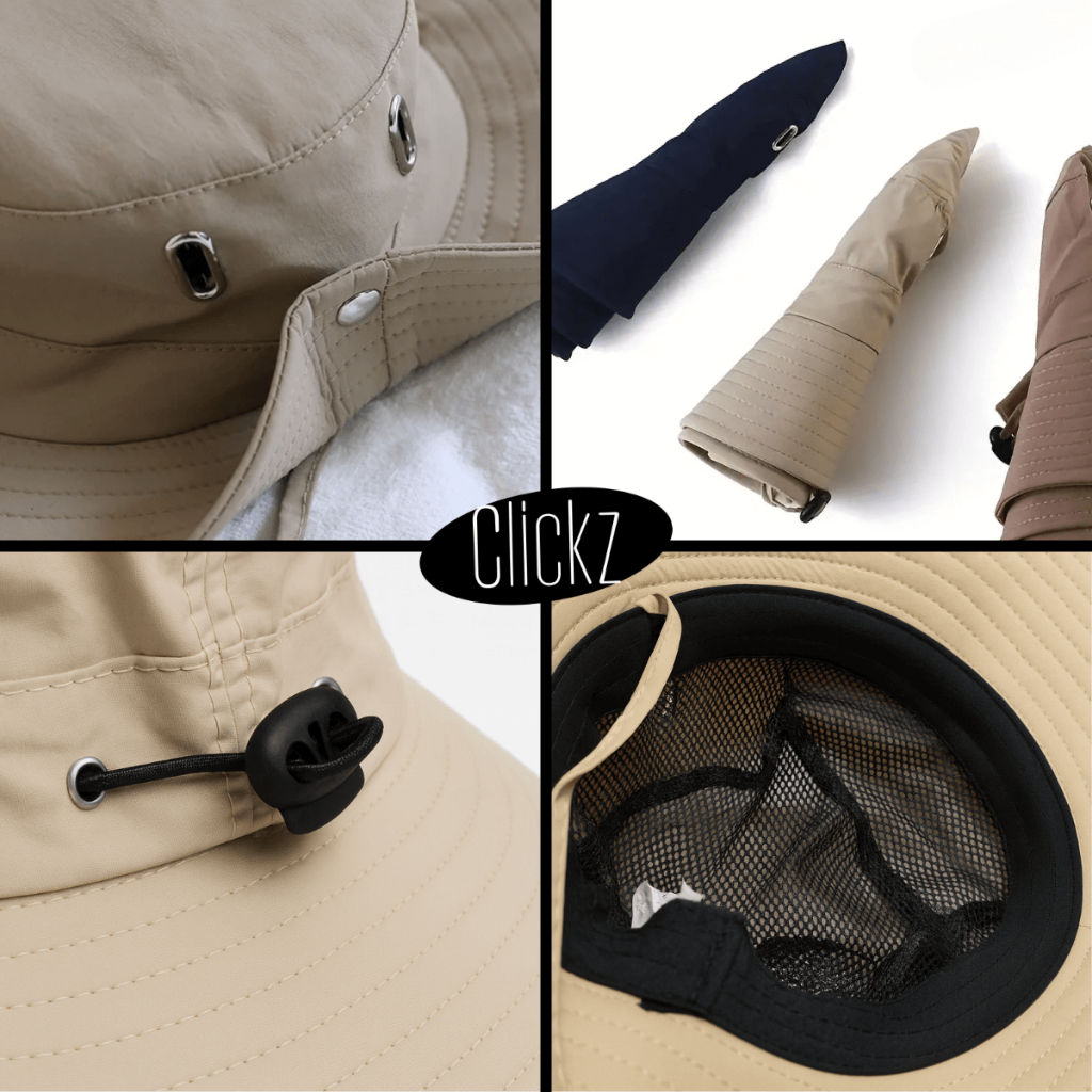 Chapéu de Sol Trilha Camping Masculino Feminino Tactel Proteção UV 50+ Dobrável Chapeu Camping