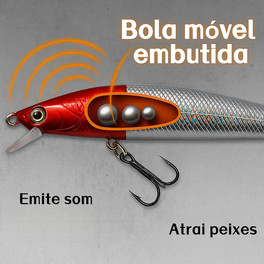 Kit 15 Iscas Artificiais Importadas 1/2 Meia Água de 9 cms e 8,5 gramas Pesca Truta Peixe Realista Anzol Duplo
