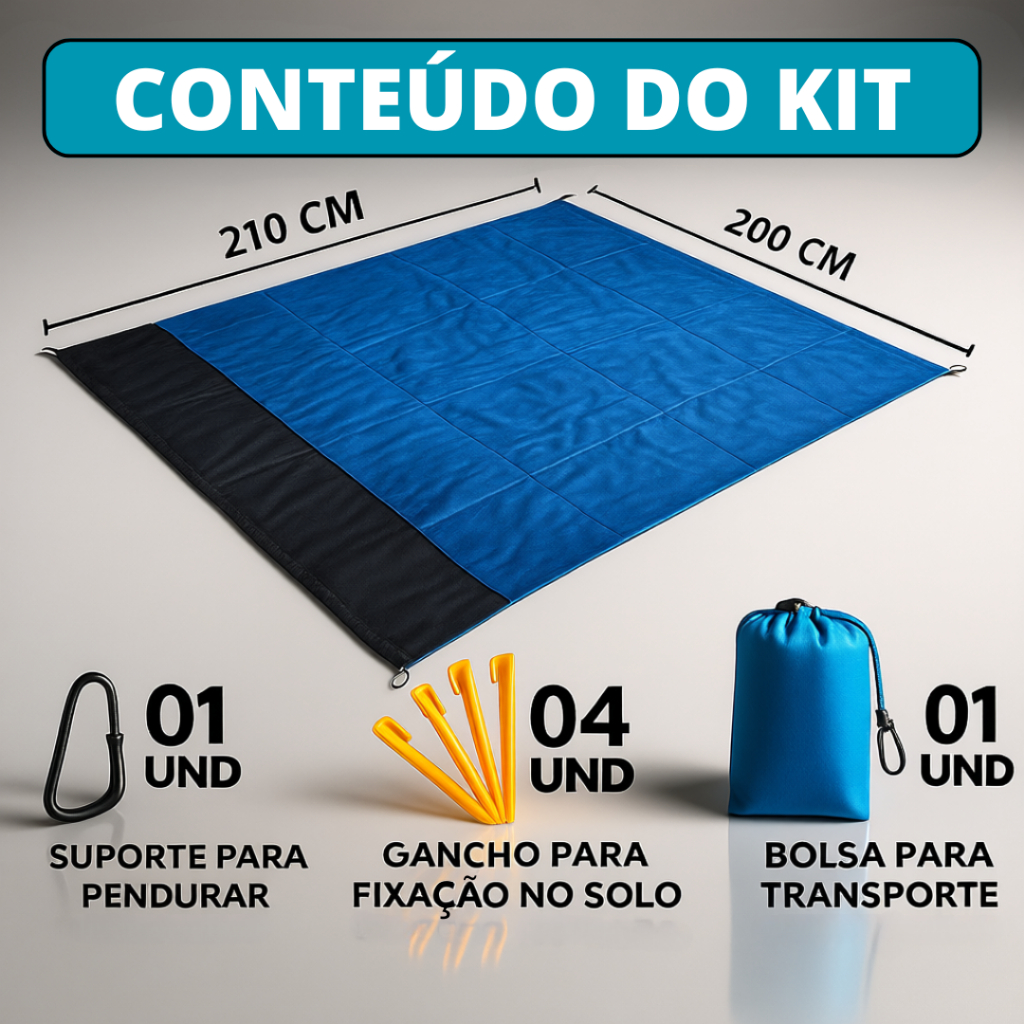 Tapete de Praia Impermeável 210 x 200 cm A Prova de D'água Para Piquenique Acampamento