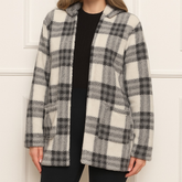 Casaco Feminino Teddy Xadrez Longo Ted Tedy Inverno Pelo de Carneiro Junina