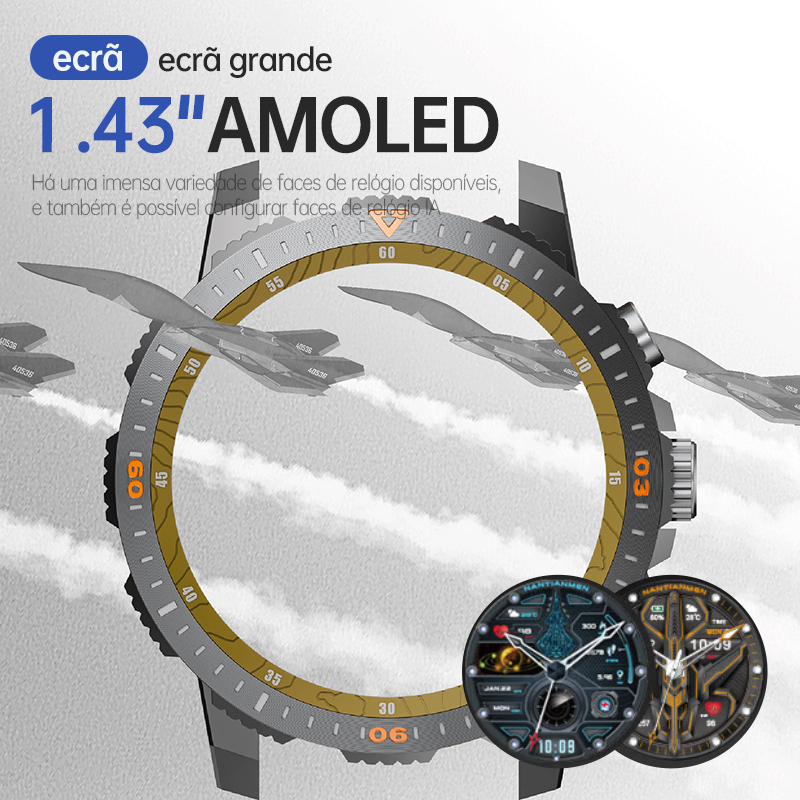 Relógio Smartwatch masculino AINUO N8 relógio inteligente esportivo monitoramento Nfc Android iOS