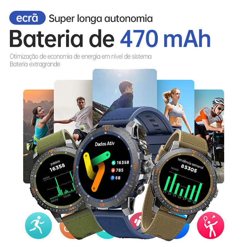 Relógio Smartwatch masculino AINUO N8 relógio inteligente esportivo monitoramento Nfc Android iOS