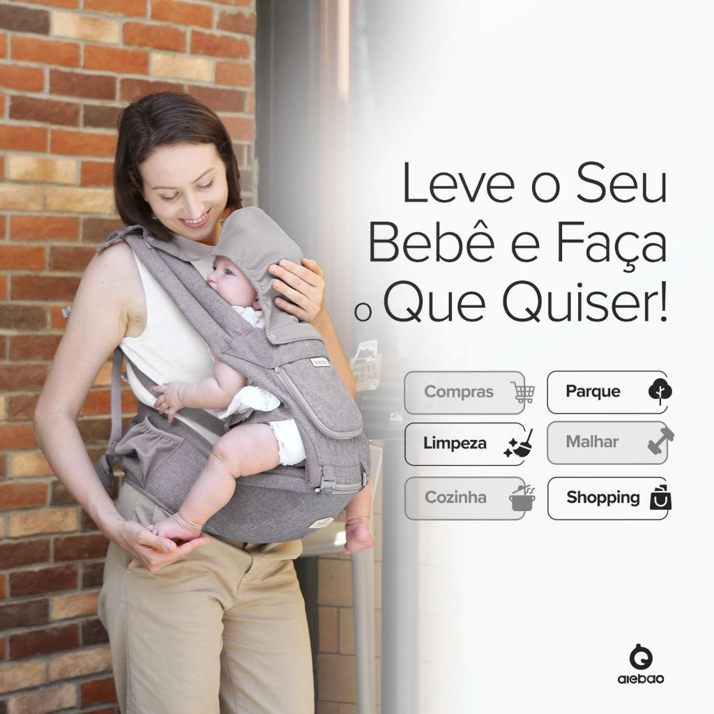 Bolsa Canguru Ergonômico Exclusive Protetor de Sol com Assento Bolsos Ajustável Aiebao