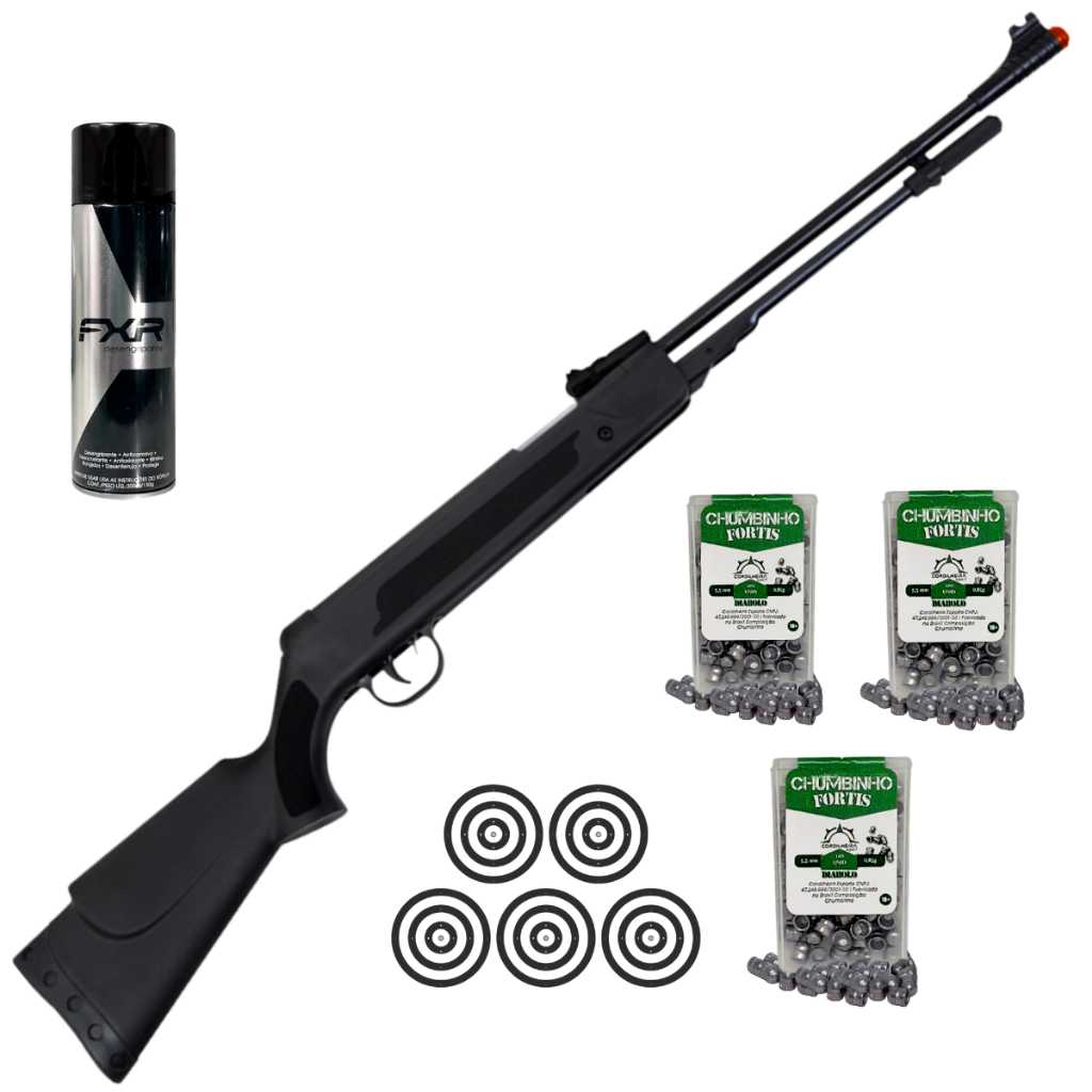 Carabina de Pressão Spring Black 5,5mm FXR + ESCOLHA SEU KIT