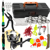 KIT PESCA COMPLETO 1 VARA 1 MOLINETE MALETA ACESSORIOS ESSENCIAIS PESCARIA BARATO