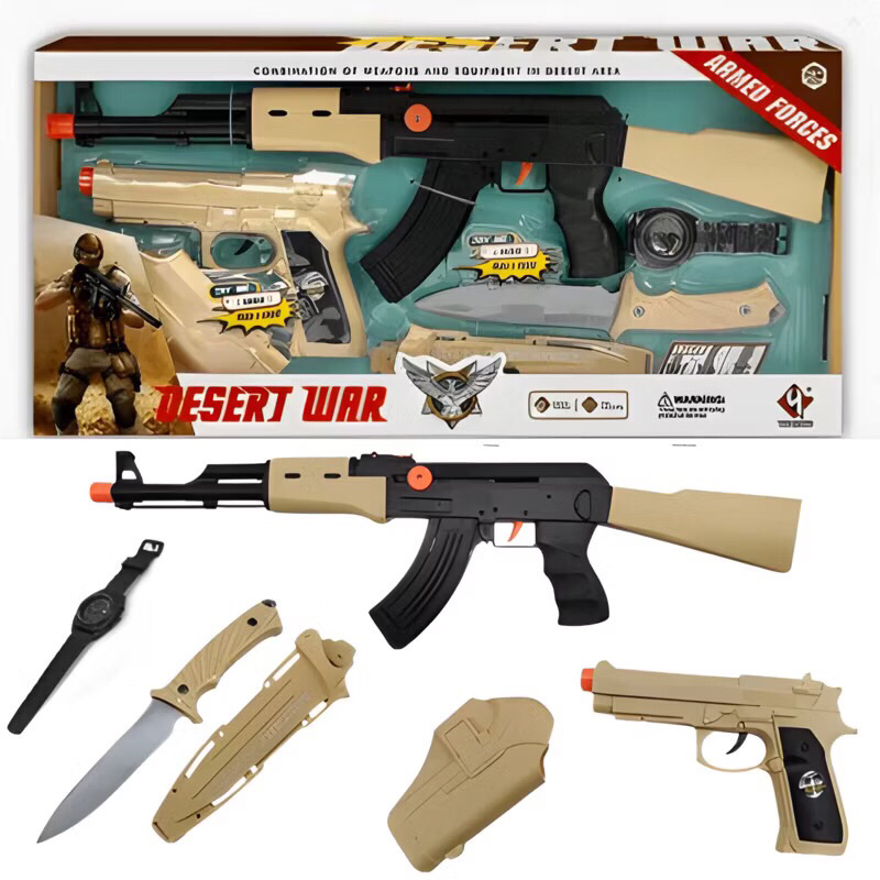 Kit de Arminhas Militares de Brinquedo Infantil Lança dardo- Desert War - 99 Toys
