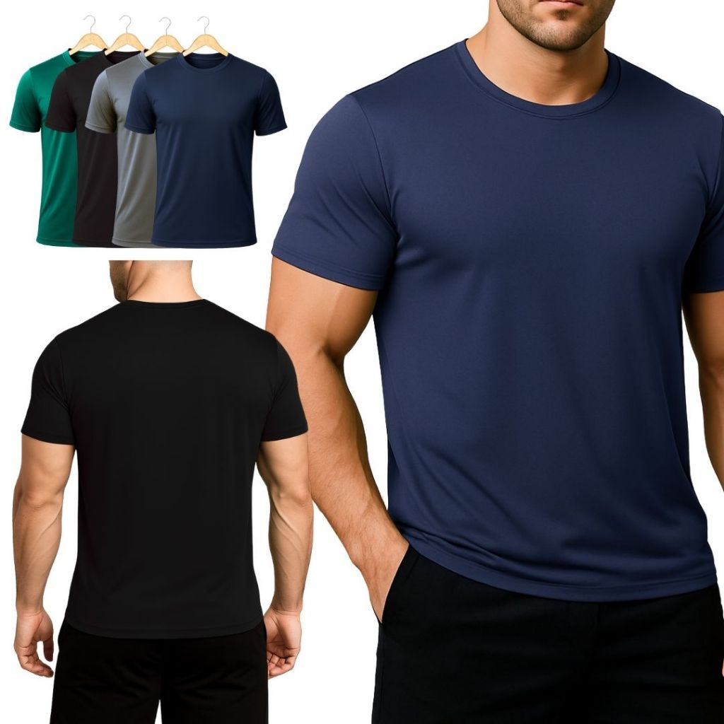 Camiseta Masculina Dry Fit Básica Slim Fit com proteção UV para Treino e Dia a Dia ( ver kits )