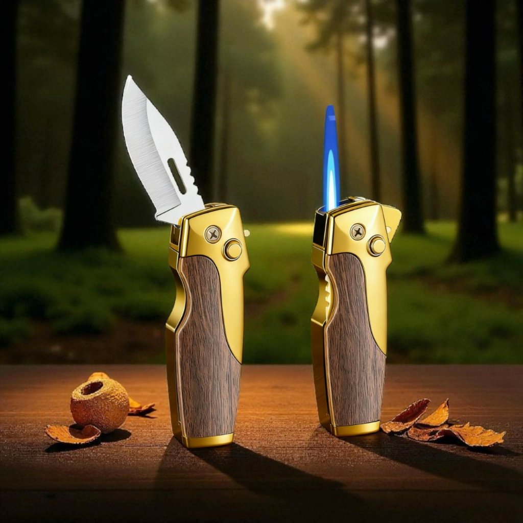 Acendedor Multifuncional à Prova de Vento com Abridor de Garrafas Canivete Camping Dobrável(sem gas)