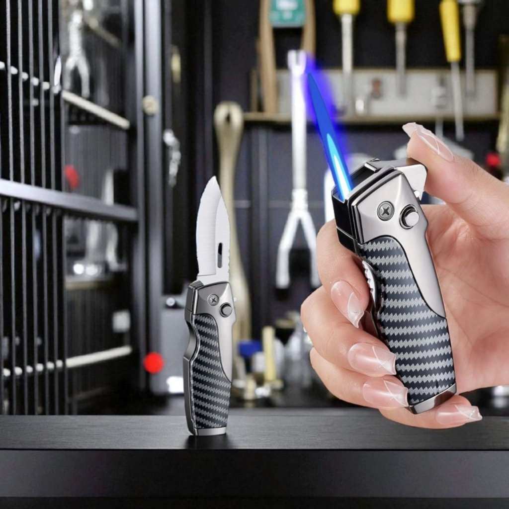 Acendedor Multifuncional à Prova de Vento com Abridor de Garrafas Canivete Camping Dobrável(sem gas)