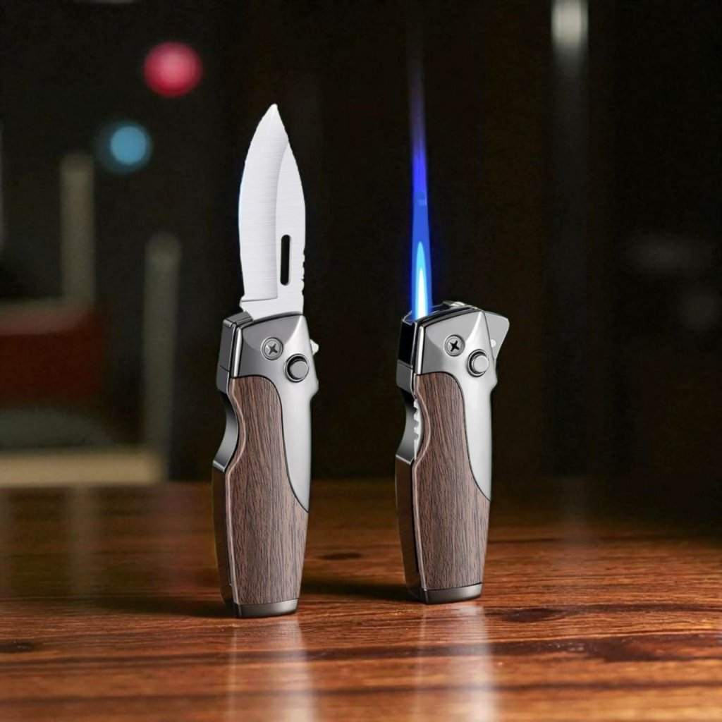 Acendedor Multifuncional à Prova de Vento com Abridor de Garrafas Canivete Camping Dobrável(sem gas)