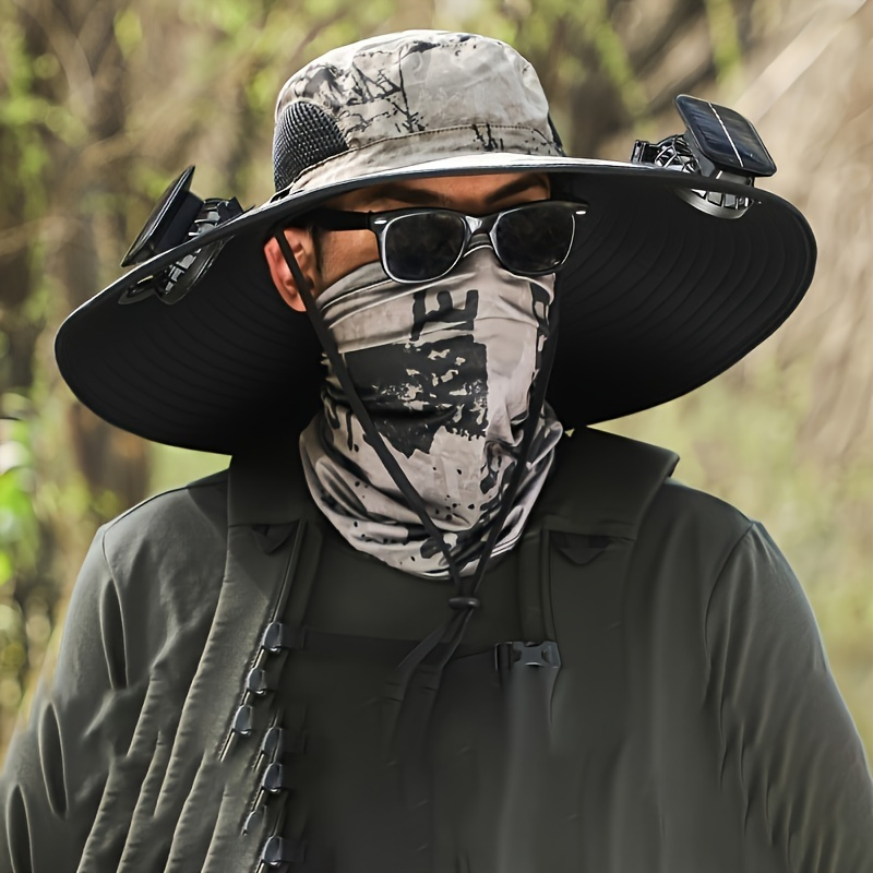 Chapéu Solar com 2 Ventiladores | Aba Larga e Proteção UV | Ideal para Pesca, Camping, Praia e Atividades ao Ar Livre