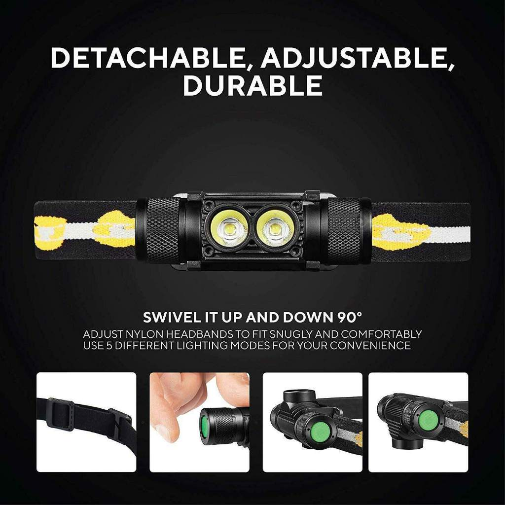 Sofirn D25S(H25S) Super Brilhante 1200lm Luminus Sst40 Dupla Leds Farol Usb Recarregável Lâmpada Ao Ar Livre À Prova D 'Água