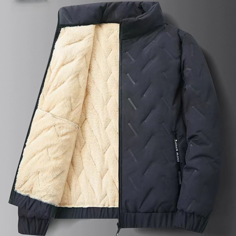 Novo Casaco De Inverno Masculino Velo Espesso Quente Cor Sólida Colarinho De Pé De Tamanho Grande