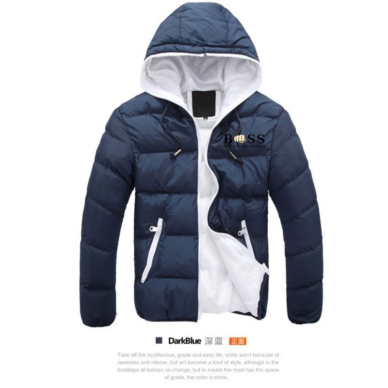 Elegante Algodão Novo Inverno casual Jaqueta Masculina Com Capuz E Zíper Quente Rua Casaco