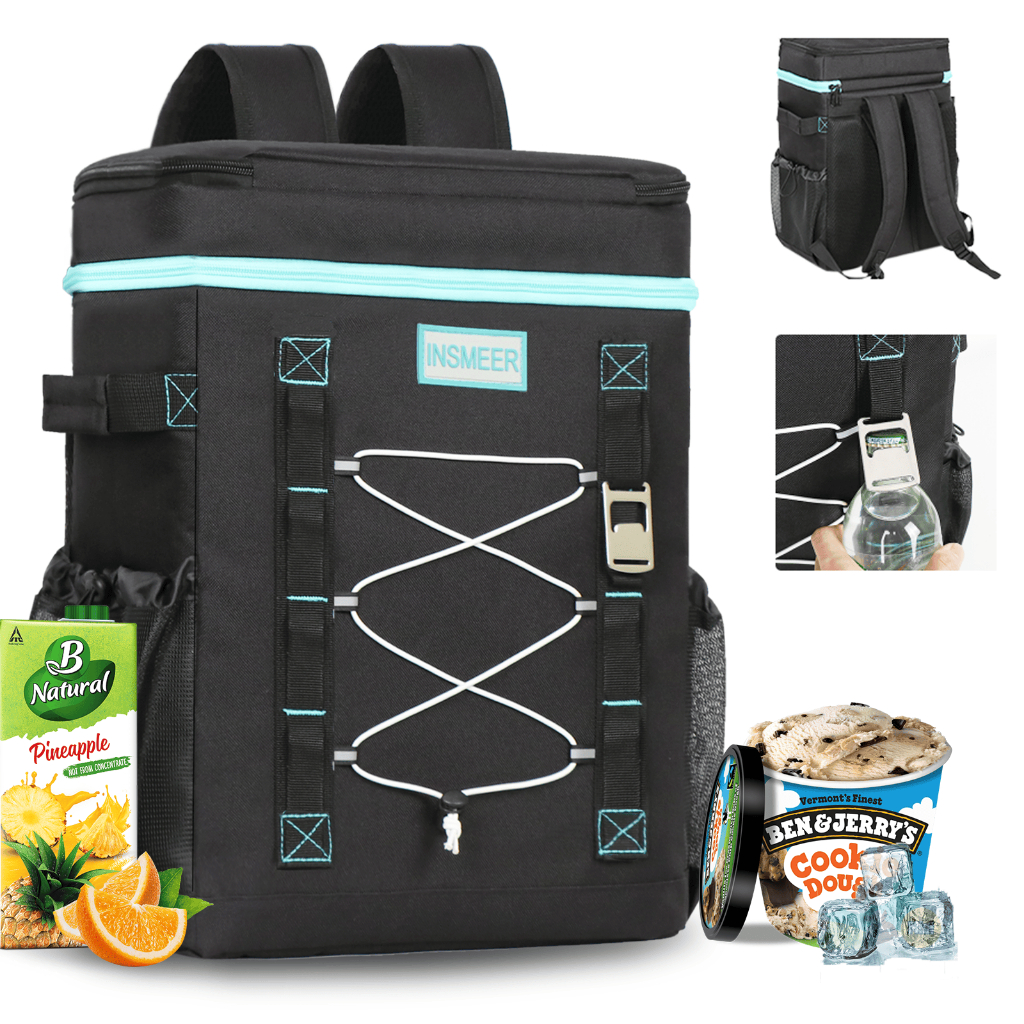 INSMEER Mochila Térmica 30 L para 50 Latas Caixa Térmica Grande Isotérmica Bolsa para Praia Ar livre