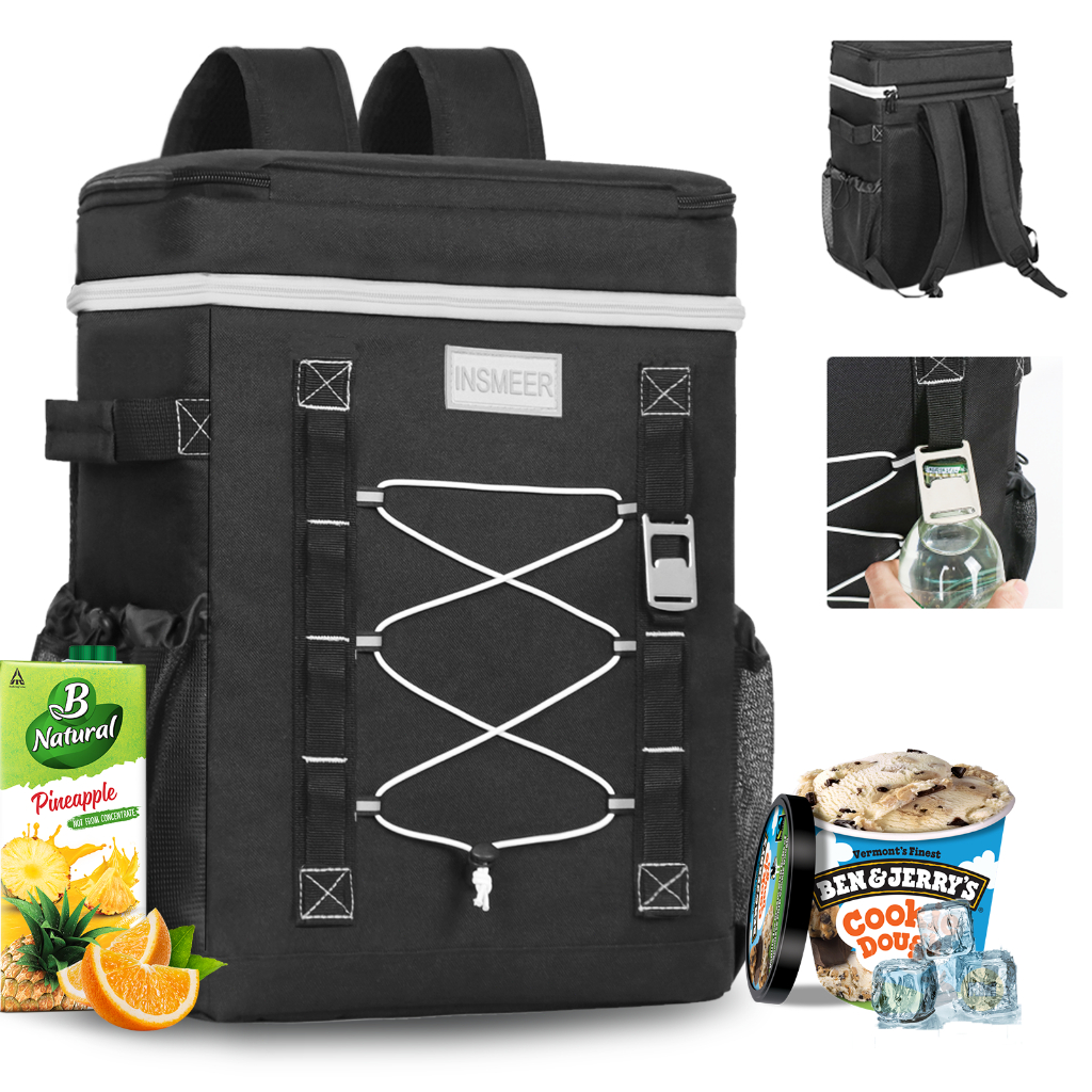 INSMEER Mochila Térmica 30 L para 50 Latas Caixa Térmica Grande Isotérmica Bolsa para Praia Ar livre