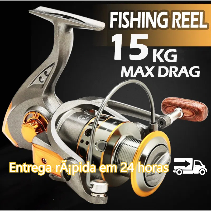 【Compre 1 e ganhe 1 grátis】Carretilha de pesca 5.2:1 Fishing Wheel Spinning Reels MaxDrag 15 Kg