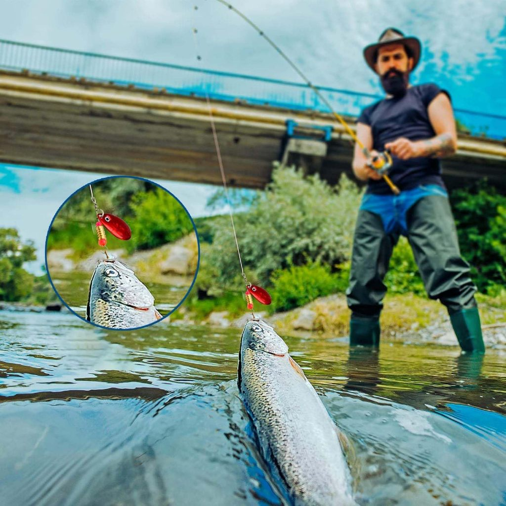 MEDOOSI Kit 20 Unidades Iscas Giratórias Pesca Metal - Spinner Brilho UV | Anti-Enrosco para Traíra/Tucunaré Água