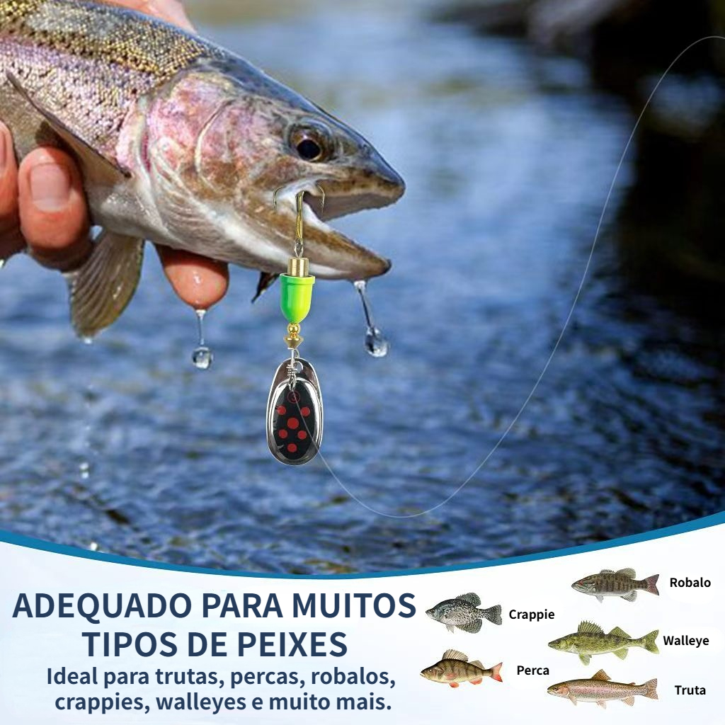 MEDOOSI Kit 20 Unidades Iscas Giratórias Pesca Metal - Spinner Brilho UV | Anti-Enrosco para Traíra/Tucunaré Água