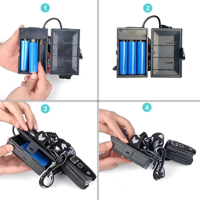 Lanterna De Cabeça Mais Forte Do Mundo LED Lanterna Super Potente Recarregavel