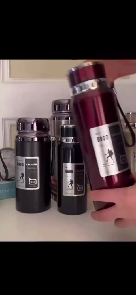 Garrafa térmica a vácuo 800/1000ml três capacidade três cores de aço inoxidável dupla