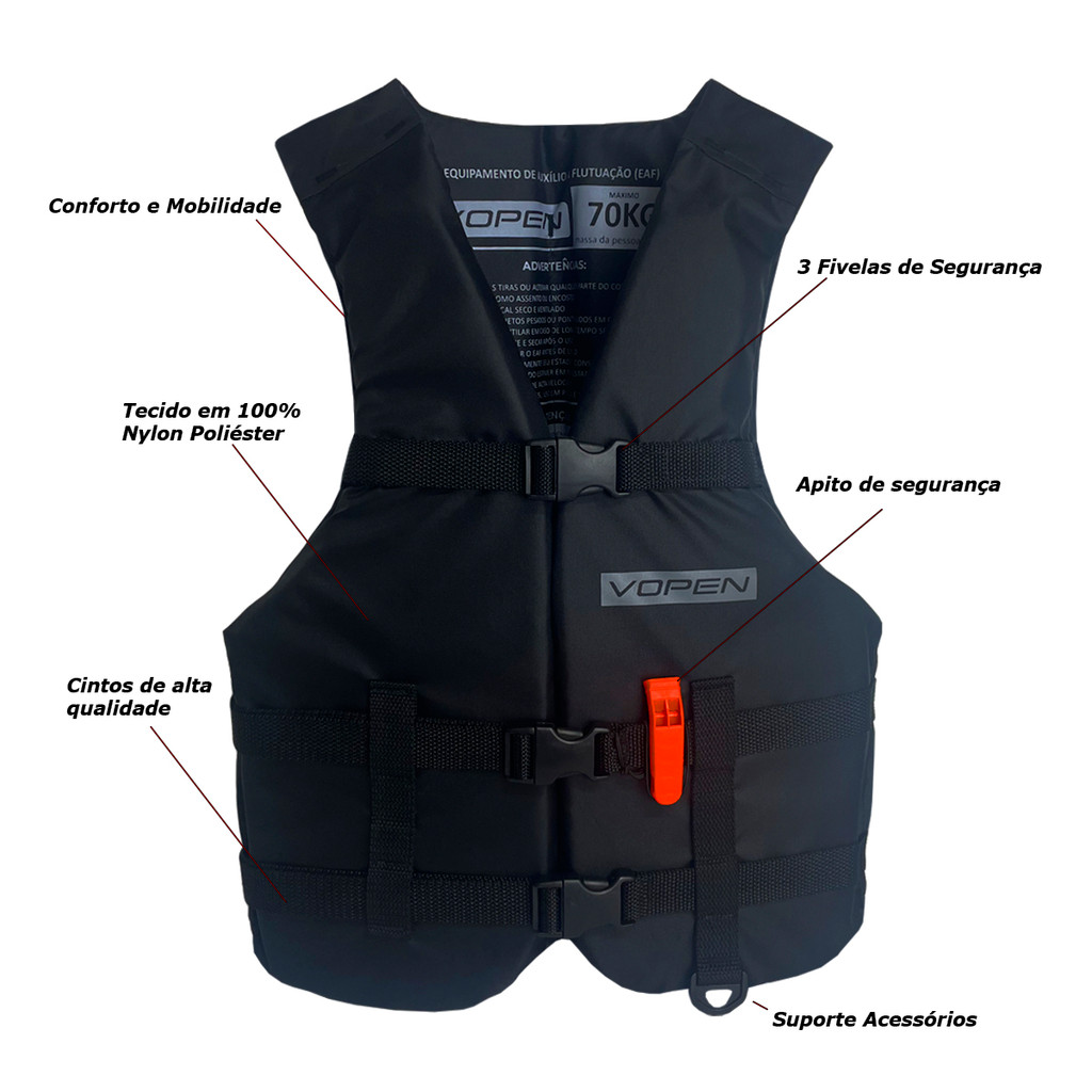 Colete Flutuador Pesca Vopen 30kg 50kg 70kg 90kg 110kg 130kg