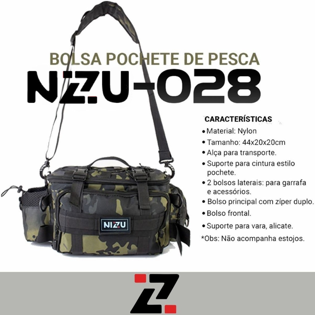 Bolsa Pochete Pesca Multiuso 2 em 1 Nizzu Camuflada NZU-028