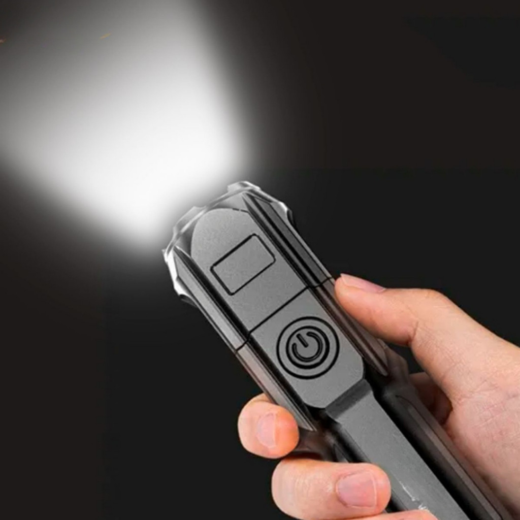 Lanterna Tática Potente Recarregável USB Led Luz Forte Com Zoom Direcional Resistente A Água