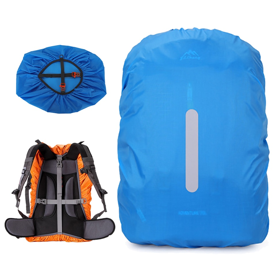 20L 35L 45L 60L 70L 80L 210t Double Plug Reflective Rain Cover Camping Xadrez Ciclismo Vertical Impermeável Rainycover