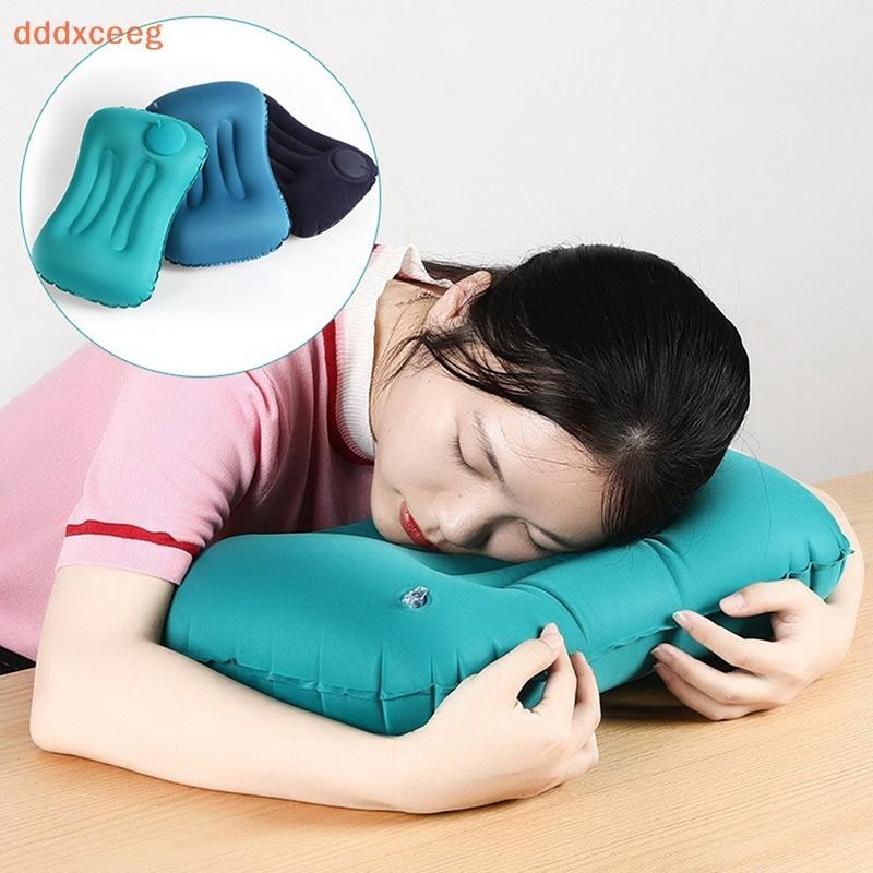 Travesseiro inflável portátil ultraleve adequado para viagens ao ar livre, acampamento, travesseiro de pescoço