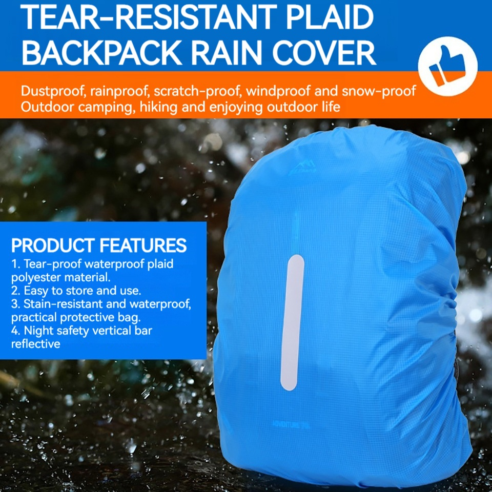 20L 35L 45L 60L 70L 80L 210t Double Plug Reflective Rain Cover Camping Xadrez Ciclismo Vertical Impermeável Rainycover