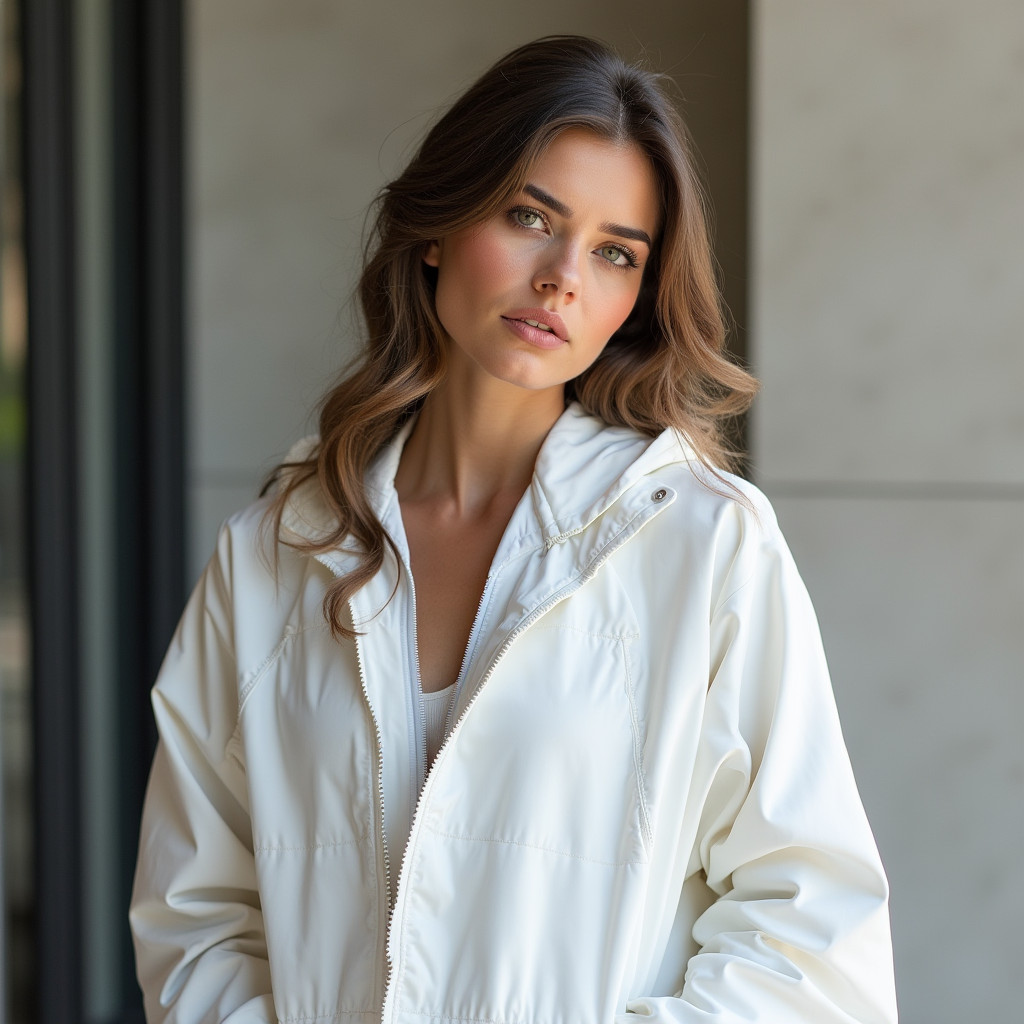 Jaqueta Agasalho corta vento feminino branco de frio forrado com punho touca capuz